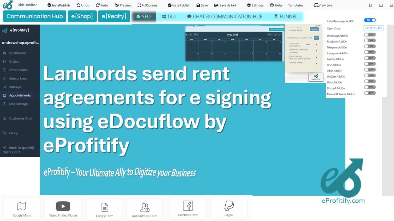 Landlords send rent agreements for e signing using eDocuflow by eProfitify
